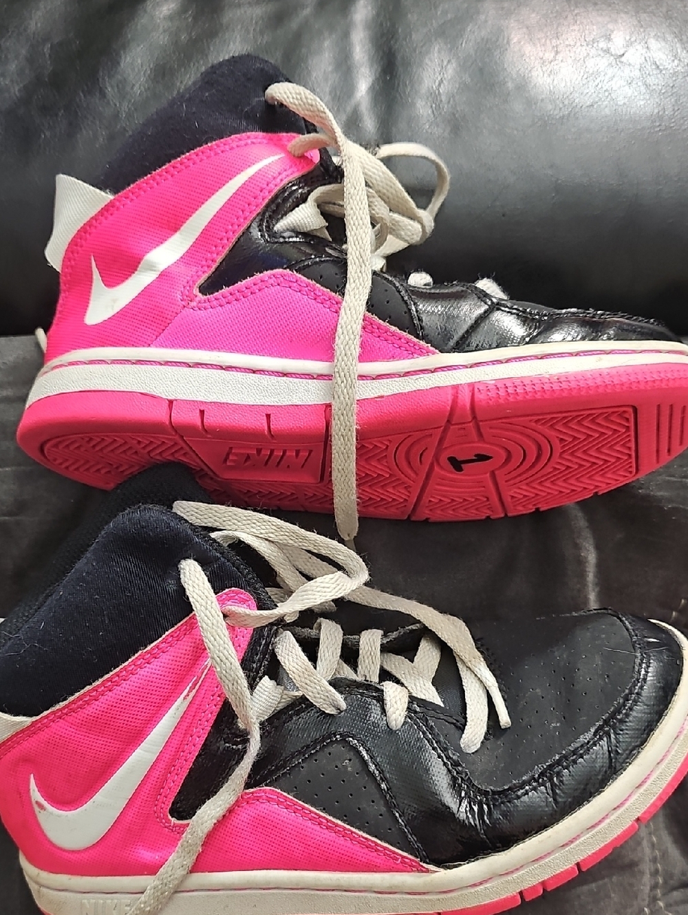 Nike Black and Hot Pink High-Top Trainers